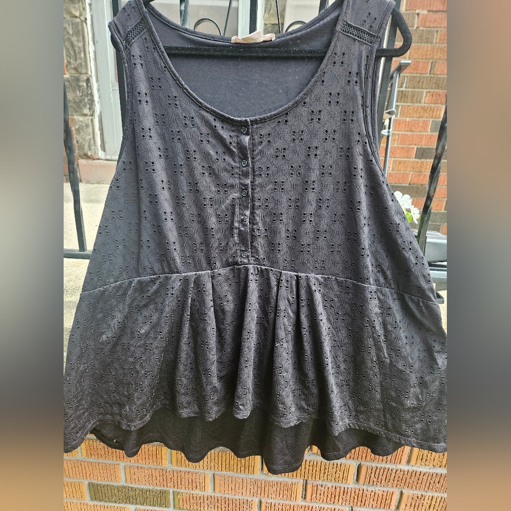 Black Sleeveless Eyelet Top